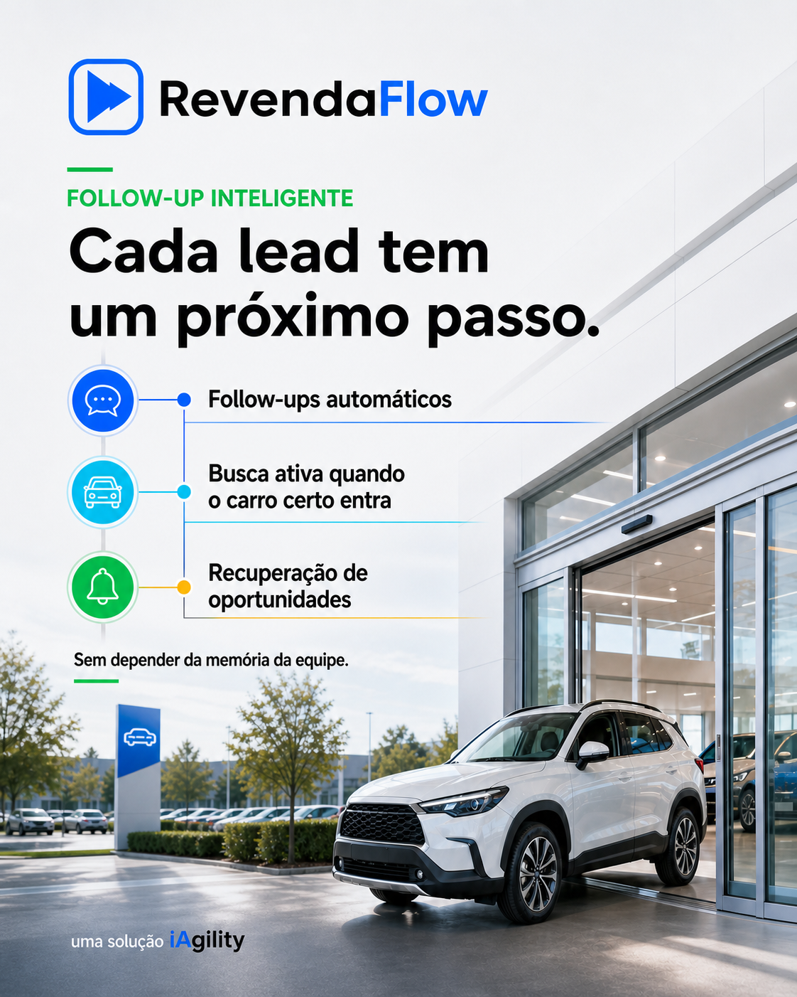 RevendaFlow com follow-up inteligente para lojas de veículos